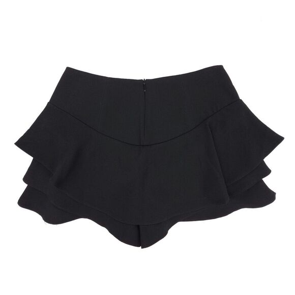 ZARA 90s Ruffled Micro Mini Skirt Drop Waist Skort Whimsigoth Romantic Black y2k - Picture 5 of 8